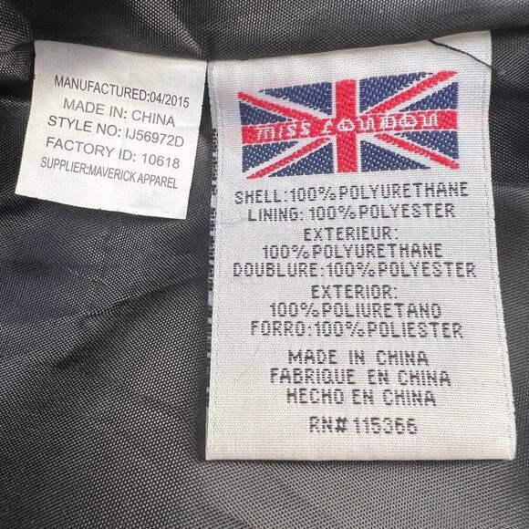 Miss London Faux Leather Moto Jacket Size Medium - Picture 11 of 13
